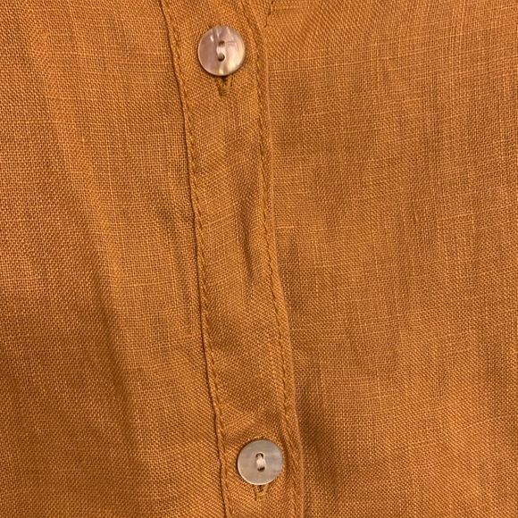 Tahari Linen Tunic mustard color mini dress length - Picture 3 of 7